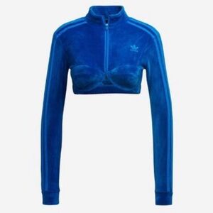 Adidas x Jeremy Scott Track Crop Top Jacket Velour H50965 Size S NWT